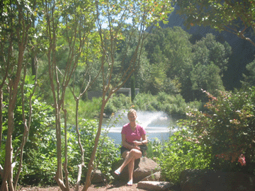 Amy resting at the foot of Stone Mountain