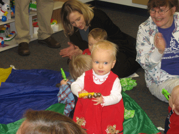 Playing at her school party