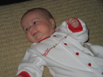 In her First Christmas pajamas