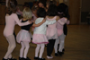 In a train with her classmates