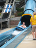 Enjoying the waterslide with Daddy