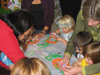 Making a pumpkin picture frame at Tara's birthday party