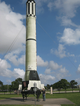 Mike next to a rocket