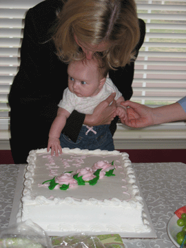 Grabbing a piece of cake