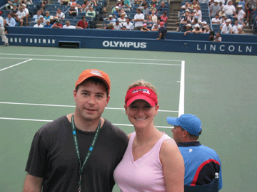 At our seats in Louis Armstrong stadium