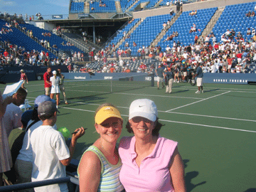 Amy and Mom courtside