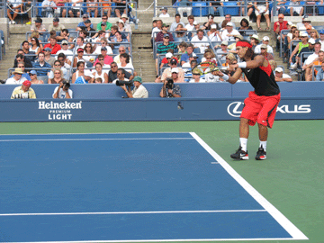 Rafael Nadal serving