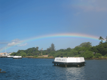 A rainbow over the memorial