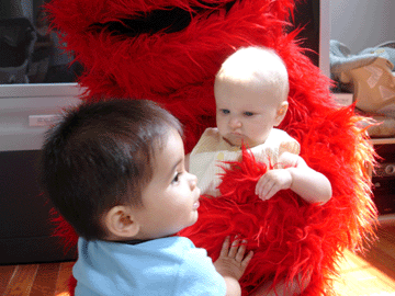 Playing with Quin and Elmo