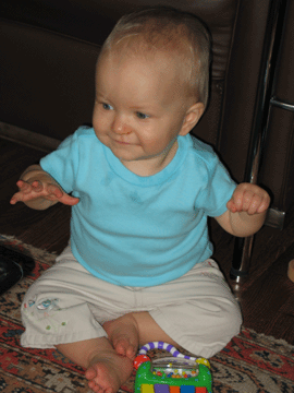 Dancing to the music from her little piano