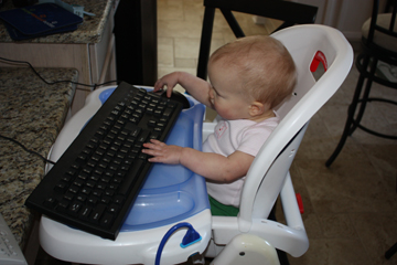 Sydney working on the computer