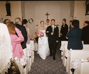 Leaving the church after the ceremony