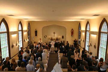 An overhead view of the church